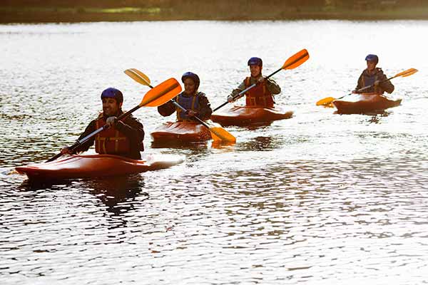 Group river kayaking